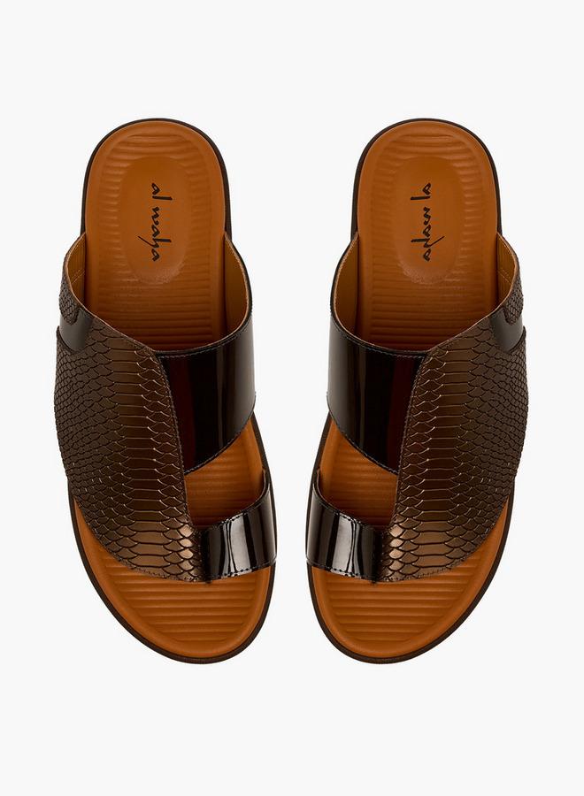 Al Waha Men Toe Loop Detail Leather Arabic Sandals - Image 1