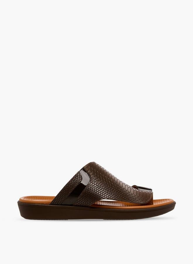 Al Waha Men Toe Loop Detail Leather Arabic Sandals - Image 3