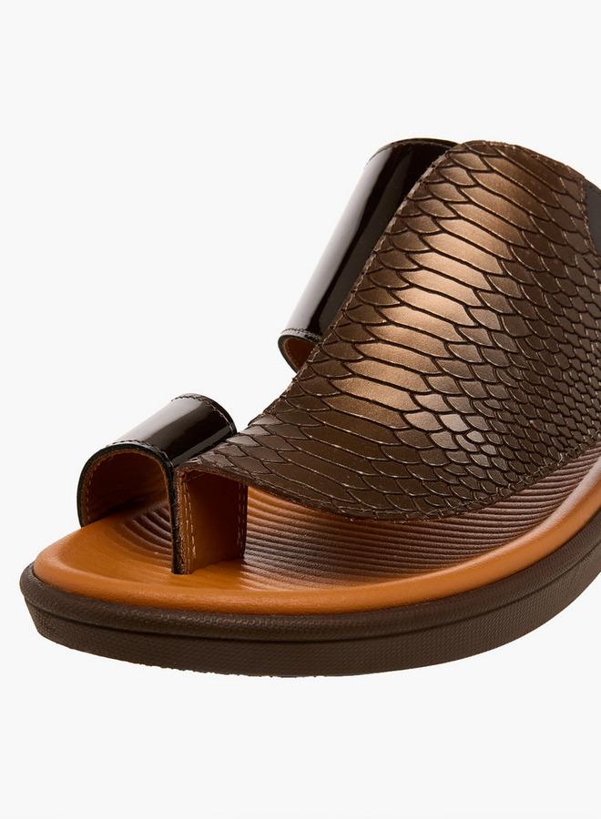 Al Waha Men Toe Loop Detail Leather Arabic Sandals - Image 4