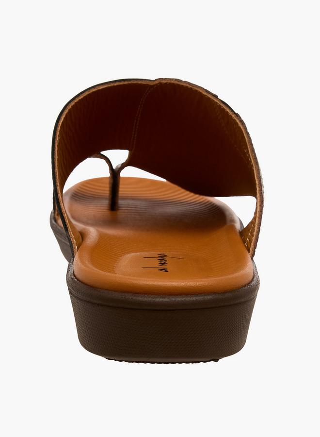 Al Waha Men Toe Loop Detail Leather Arabic Sandals - Image 5