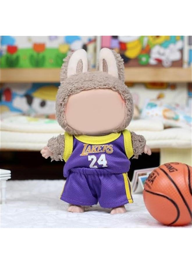 Arabest Labubu Doll 17cm Clothes: Purple 2-Piece Sporty Outfit Without Doll-Vibrant Yellow & Trendy Pants-Great for Labubu Dolls 