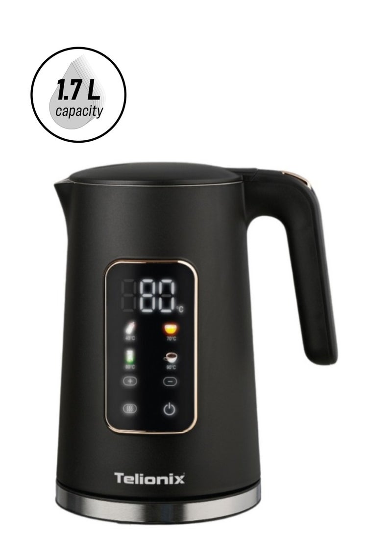 Telionix Digital Kettle, 1.7L Capacity, 360° Rotating Electric Connector, Blue Light Ring, Strix Controller, Automatic Shut-Off, Boil Dry Protection, 1350W Power - Image 1