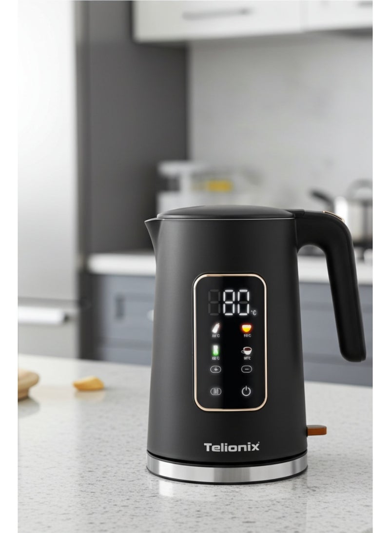 Telionix Digital Kettle, 1.7L Capacity, 360° Rotating Electric Connector, Blue Light Ring, Strix Controller, Automatic Shut-Off, Boil Dry Protection, 1350W Power - Image 3