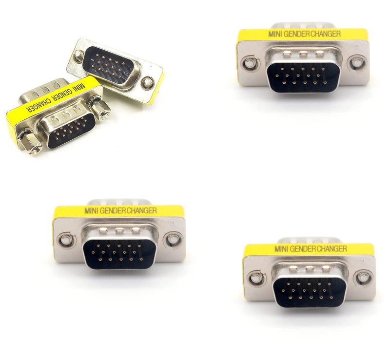 fdealz [ 5 Pieces ] VGA M/M Coupler, HD15 VGA SVGA Male to Male Mini Gender Changer Coupler Adapter HD-15 - Image 1