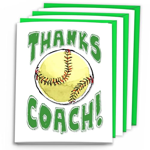 Play Strong 3-Pack Thanks Softball Coach You're Awesome (Green, 5x7) Greeting Thank You Cards Set Amazing for Softball Players, Teams, Coaches, Family and Fans - Your Coaches Will Love 'Em! - Image 1