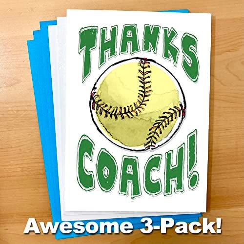 Play Strong 3-Pack Thanks Softball Coach You're Awesome (Green, 5x7) Greeting Thank You Cards Set Amazing for Softball Players, Teams, Coaches, Family and Fans - Your Coaches Will Love 'Em! - Image 5