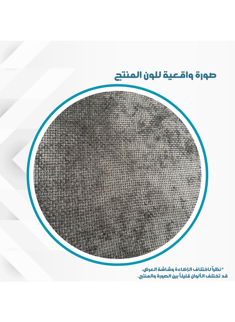بكسل للأثاث مقعد بوف دائري قماش كتان قواعد خشبية من بكسل الاثاث, رمادي  - Image 3