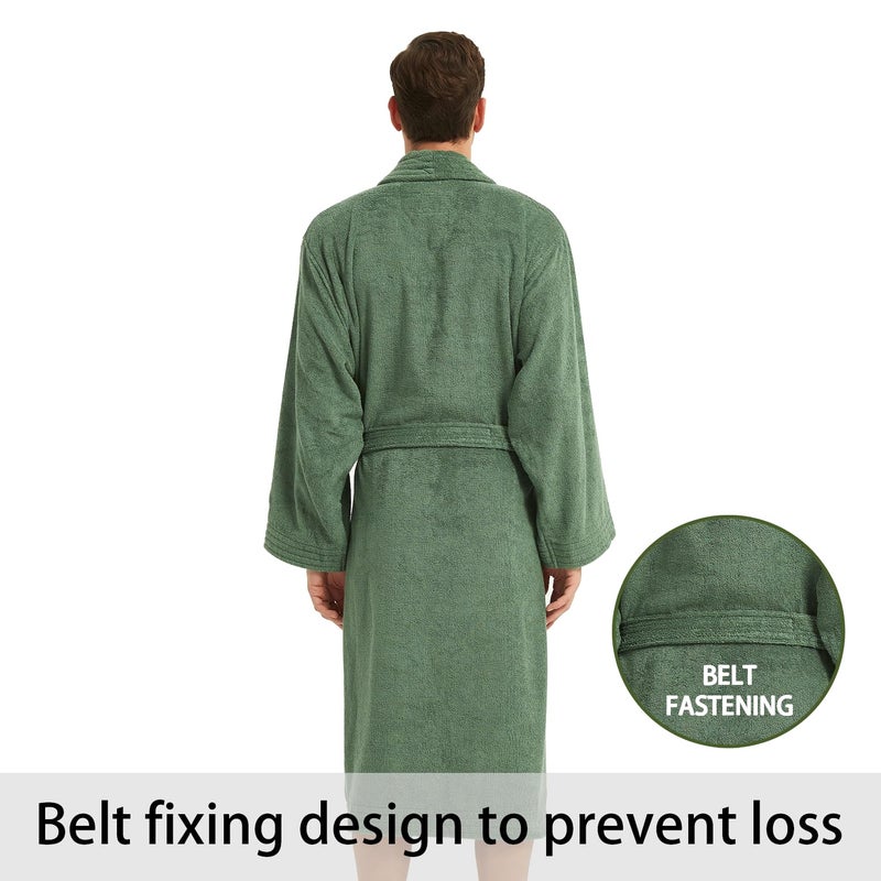 Marquess All-Cotton Bathrobe Thick Plush Cloth Housecoat Terry Toweling, Sweat Steaming Clothes Comfortable & Warm (Forest) - Image 4