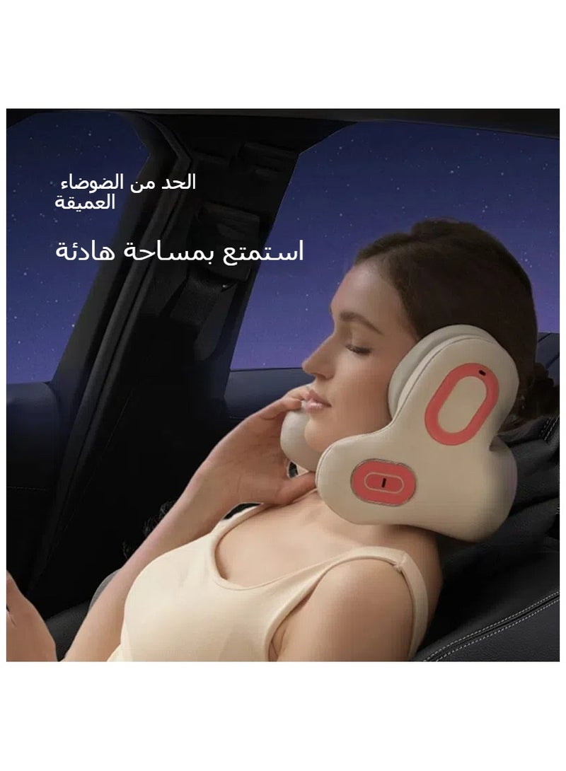 ماركة غير محددة وسادة رقبية بشكل U مع خاصية إلغاء الضوضاء، تدليك ساخن، ضغط محمول، مثالية للرحلات، مع بلوتوث للموسيقى المحمولة.  - Image 3