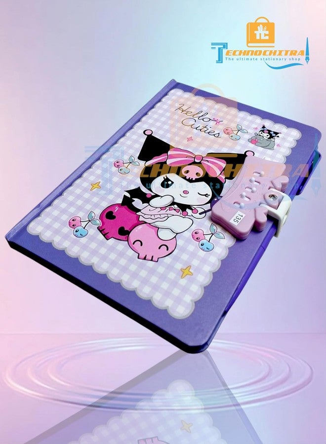 TECHNOCHITRA Kuromi Password Lock Diary Journal with Pen | A5 Size Lock Diary for Girls | 180 Pages Notebook for Writing, Journaling & Gifting | Gift Set for Kids & Teens - Image 3