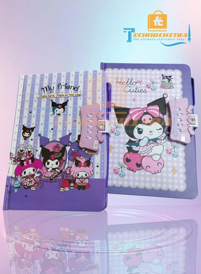 TECHNOCHITRA Kuromi Password Lock Diary Journal with Pen | A5 Size Lock Diary for Girls | 180 Pages Notebook for Writing, Journaling & Gifting | Gift Set for Kids & Teens - Image 2