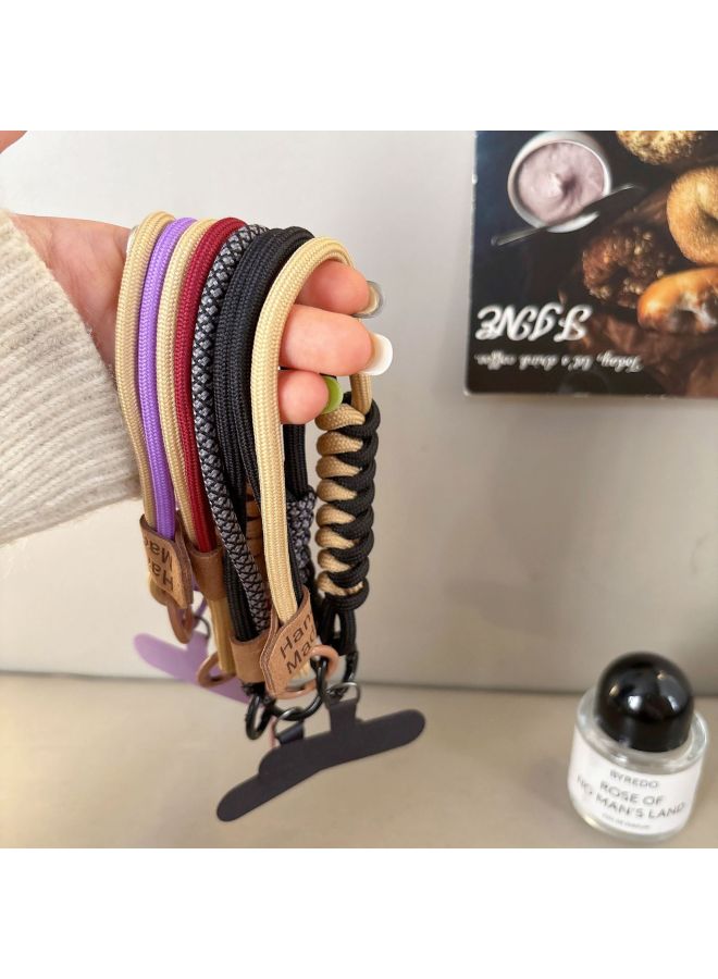 Mobile Phone Lanyard Wrist Strap Clip Hand Rope Gasket Portable Fixed Card Anti-lost Chain Strong Rope Wristband Short-Specifications: - Smiley Face Wrist Rope + Pink T-shaped Gasket - Image 3