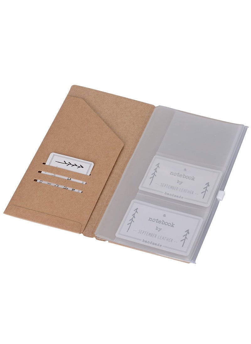 newestor newestor Kraft File Folder + Zipper Pouch & Card Sleeve Travel Accessories Kit for Standard Size Travelers Notebook, 4.25"x8.25"  - Image 1
