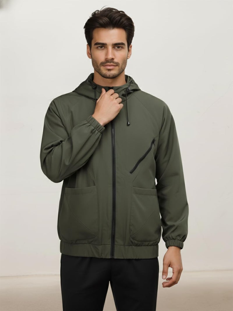 CHKOKKO Sunscreen Jacket for Men Windcheater Hooded Zipper Sports Jacket | UV Protection | Sun Protective | Lightweight Water Resistant | Riding Biker | Outdoor Travel Gym Running - Image 2