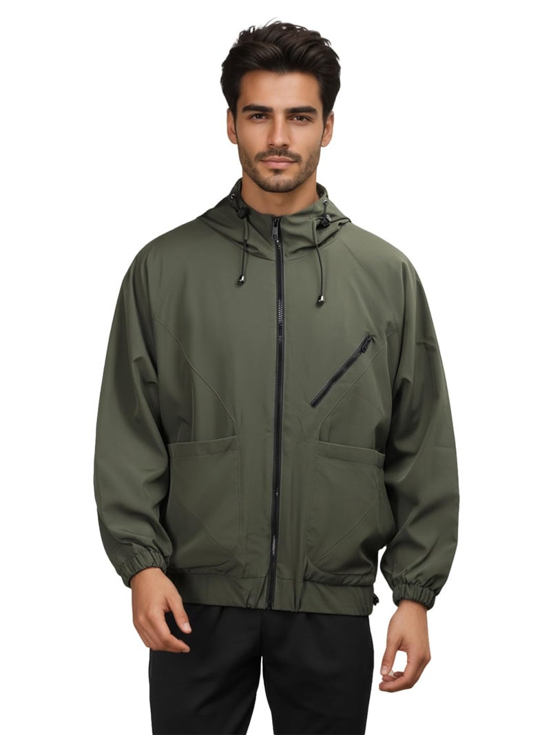 CHKOKKO Sunscreen Jacket for Men Windcheater Hooded Zipper Sports Jacket | UV Protection | Sun Protective | Lightweight Water Resistant | Riding Biker | Outdoor Travel Gym Running - Image 1