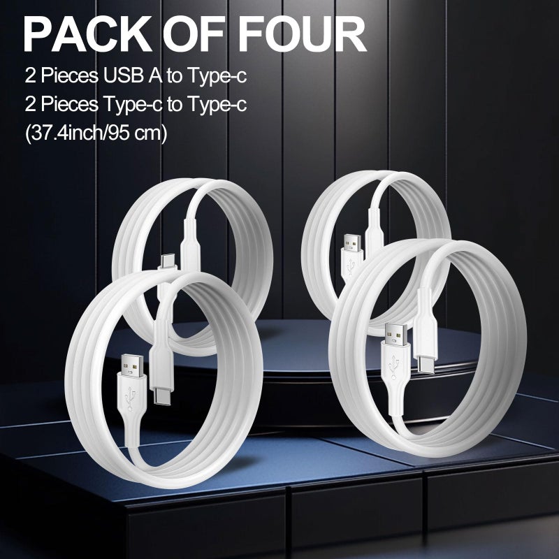 Famoby 4 Pack Charging Cable 60W 3.1FT(2 Pack USB to USB C Cable and 2 Pack USB C to USB C Cable) Type C 60W Fast Charging Cable for iPhone 17 Series/16 Series/15 Series,iPad,AirPods,Watch,Samsung and More - Image 2