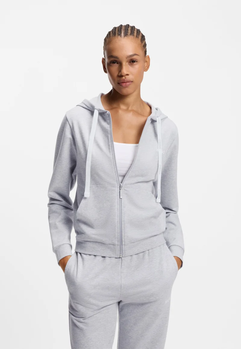 HUGO Cotton-blend zip-up hoodie with logo details