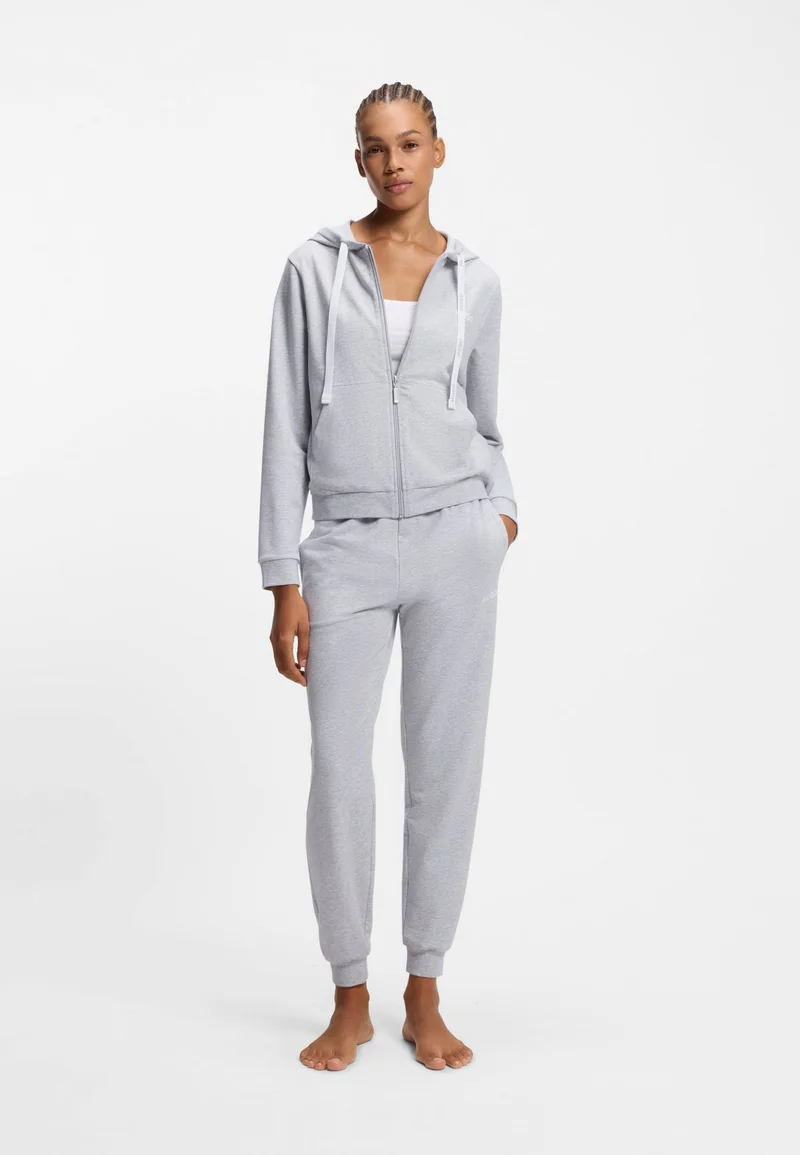 HUGO Cotton-blend zip-up hoodie with logo details