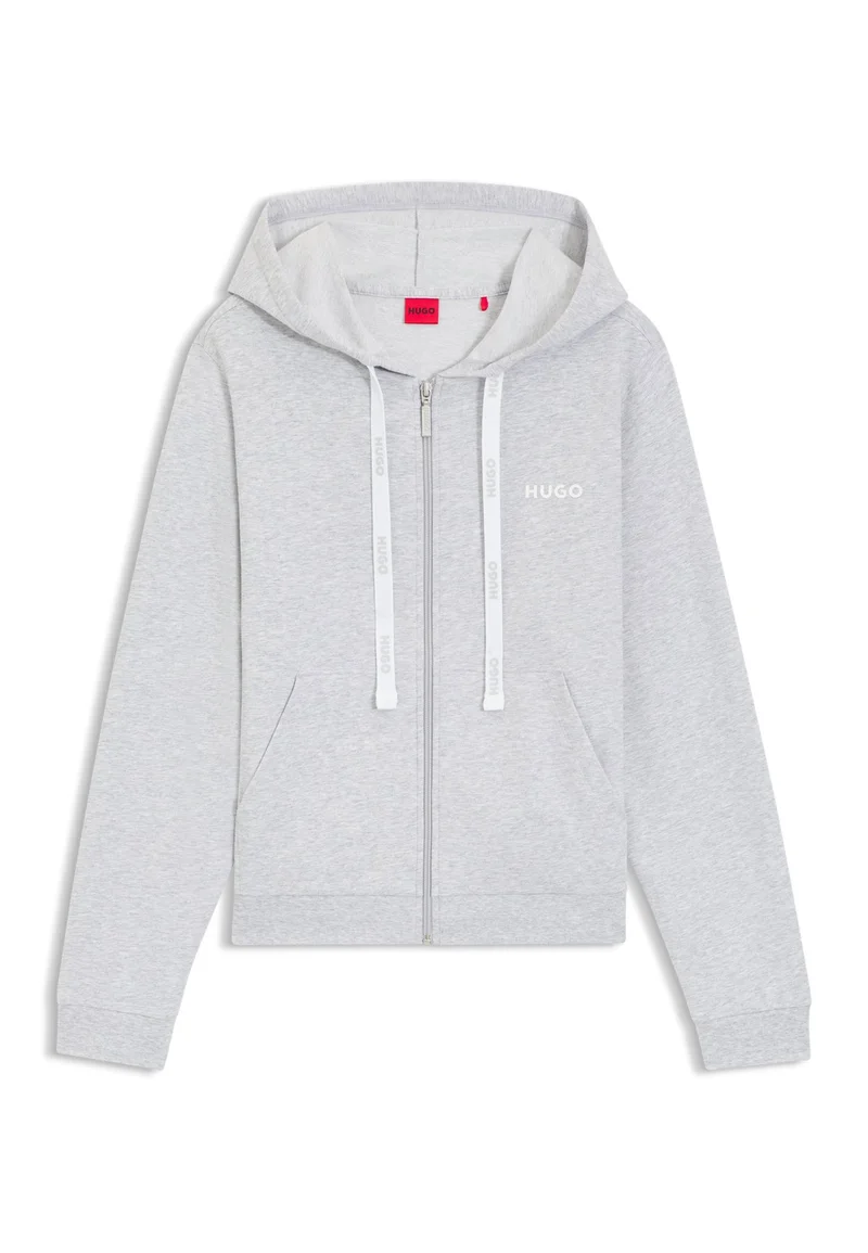 HUGO Cotton-blend zip-up hoodie with logo details