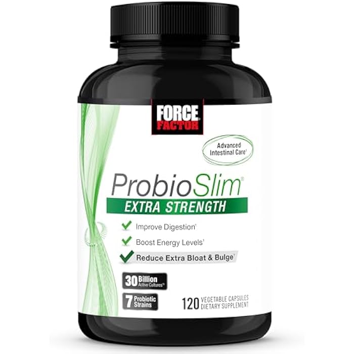 Force Factor ProbioSlim Extra Strength Probiotics for Women and Men with 30 Billion CFUs of Probiotics for Digestive Health, Bloating Relief, and Gut Health, with Prebiotic Fiber, 120 Capsules - Image 1