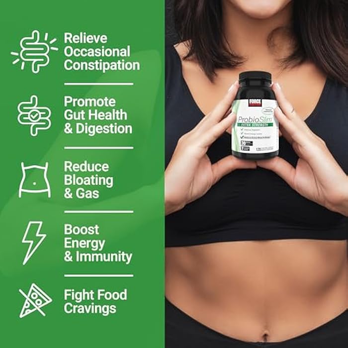 Force Factor ProbioSlim Extra Strength Probiotics for Women and Men with 30 Billion CFUs of Probiotics for Digestive Health, Bloating Relief, and Gut Health, with Prebiotic Fiber, 120 Capsules - Image 2