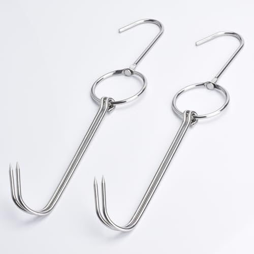 Alele Meat Hooks Butcher Hook 12.5inch Double Hooks Processing Meat Hook Stainless Steel Rotary Device Slaughtering Barbecue - Image 1
