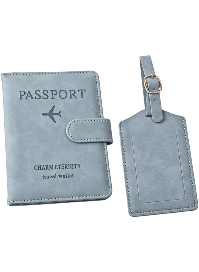 Showday Passport Wallets Travel Holder Set, Honeymoon travel Luggage Tags,Slim Passport Case Covers for Wedding Bridal Shower Gift Mr and Mrs Luggage Tags Couples Passport Holder Set (Light Blue) - Image 1