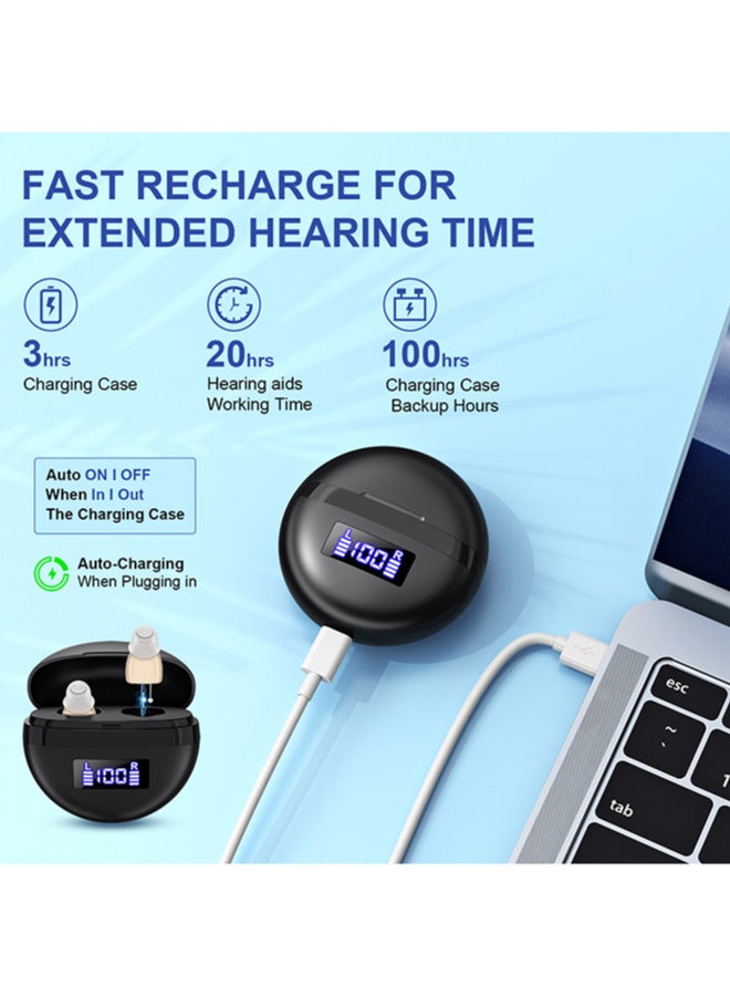 Chixing Hearing Aids Rechargeable with Noise Cancelling, Hearing Aid Loss Amplifier Seniors & Adults Charging Case & Volume Control - Image 4
