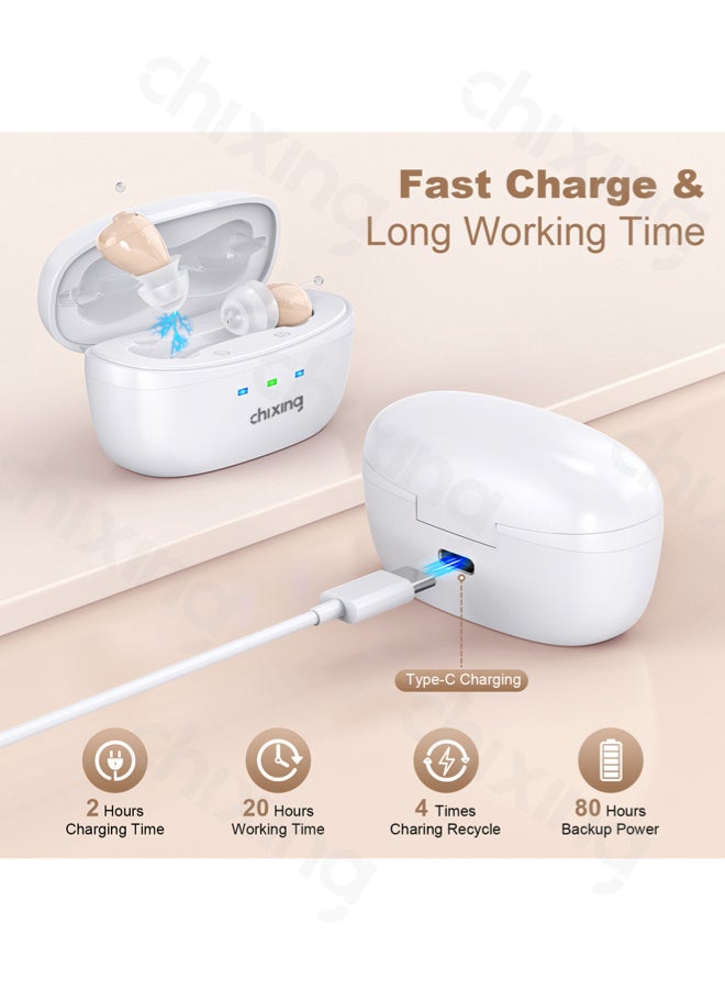 Chixing Hearing Aid Devices for Adult, Rechargeable Hearing Aids with Charging Case, Ear Hearing Machine 100 Hours Backup Hours, Hearing Amplifier with Noise Cancelling, Near Invisible - Image 3