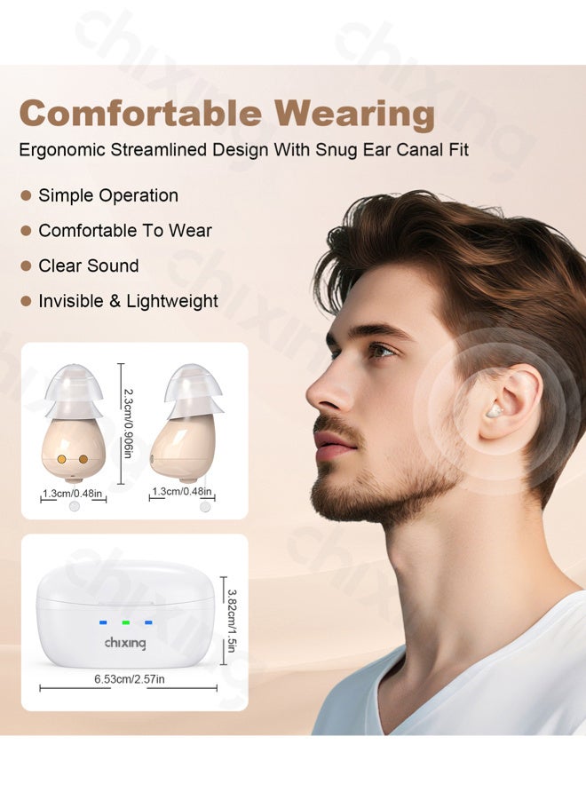 Chixing Hearing Aid Devices for Adult, Rechargeable Hearing Aids with Charging Case, Ear Hearing Machine 100 Hours Backup Hours, Hearing Amplifier with Noise Cancelling, Near Invisible - Image 5
