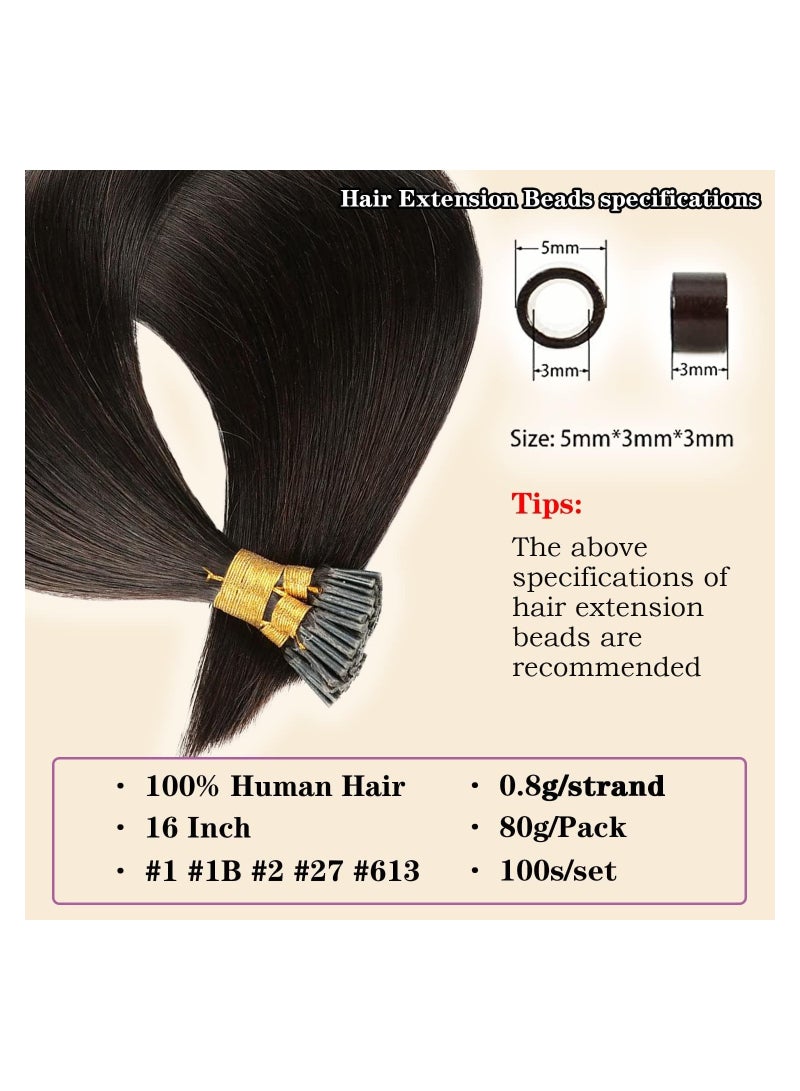 إستيل 80 ضفيرة/عبوة من وصلات شعر ريمي بشري على شكل I، وصلات شعر كيراتين مربوطة مسبقًا في وصلات شعر بدمج بارد للنساء، شعر طبيعي طويل مفرود... - Image 4