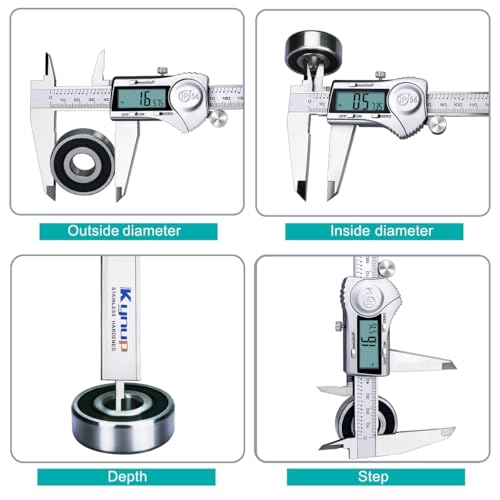Kynup Digital Caliper, 12 Inch Caliper Measuring Tool with Stainless Steel, IP54 Splash Proof Protection Design, Large LCD Screen, Easy Switch from Inch Metric Fraction (300mm) - Image 4