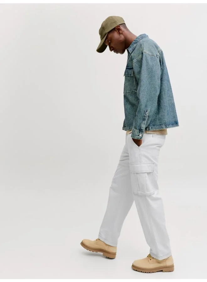 JACK & JONES Cloud Dancer Contrast Loose fit cargo pants for Men | Best Price UAE