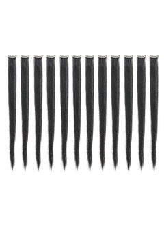 SWACC 12 Pcs Straight One Color Party Highlights Clip on in Hair Extensions Colored Hair Streak Synthetic Hairpieces (Black-1B)  - Image 1