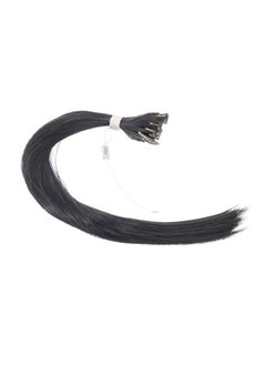 SWACC 12 Pcs Straight One Color Party Highlights Clip on in Hair Extensions Colored Hair Streak Synthetic Hairpieces (Black-1B)  - Image 2