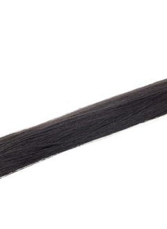 SWACC 12 Pcs Straight One Color Party Highlights Clip on in Hair Extensions Colored Hair Streak Synthetic Hairpieces (Black-1B)  - Image 4