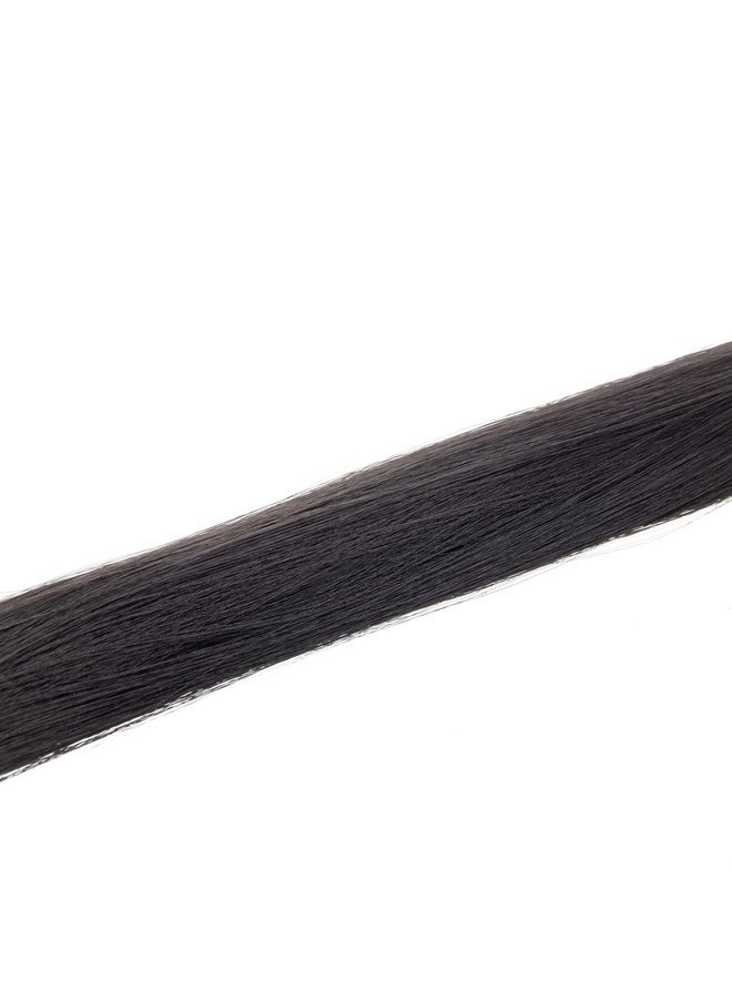 SWACC 12 Pcs Straight One Color Party Highlights Clip on in Hair Extensions Colored Hair Streak Synthetic Hairpieces (Black-1B) - Image 4