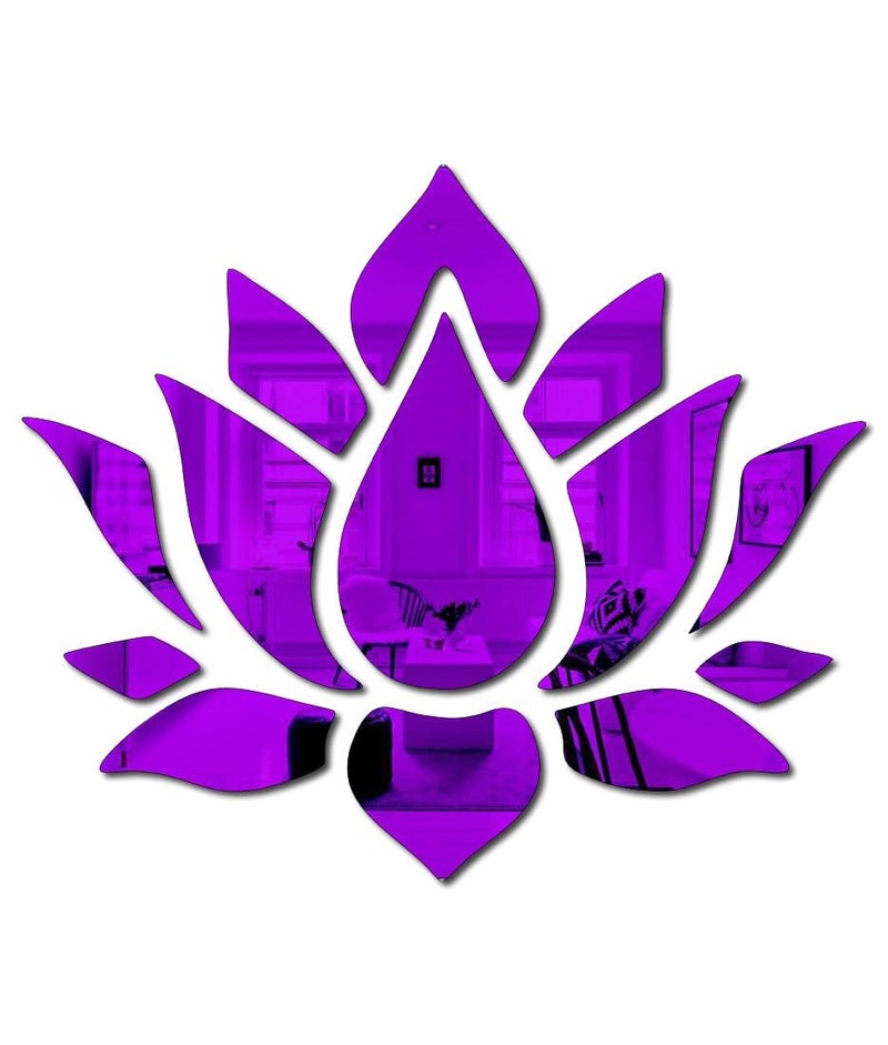 Chote Mote Seller Chote Mote Seller Big Lotus Flower Mirror Stickers for Wall Acrylic Mirror Wall Mirror 3D Stickers Wall Stickers for Room Hall Home and Office purple pack of 1  - Image 1
