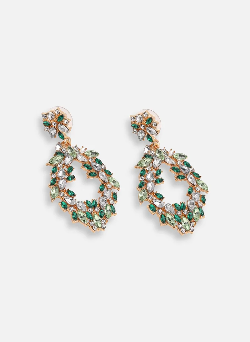 سوهي قرط متدلي من الحجر مصمم للحفلات مطلي بالذهب