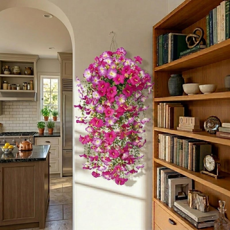 AirSun Artificial Morning Glory Flower Vines, 2pcs Hanging Plants Silk Garland Fake Green Plant Home Garden Wall Fence Indoor Outdoor Wedding Birthday Decor - Image 3