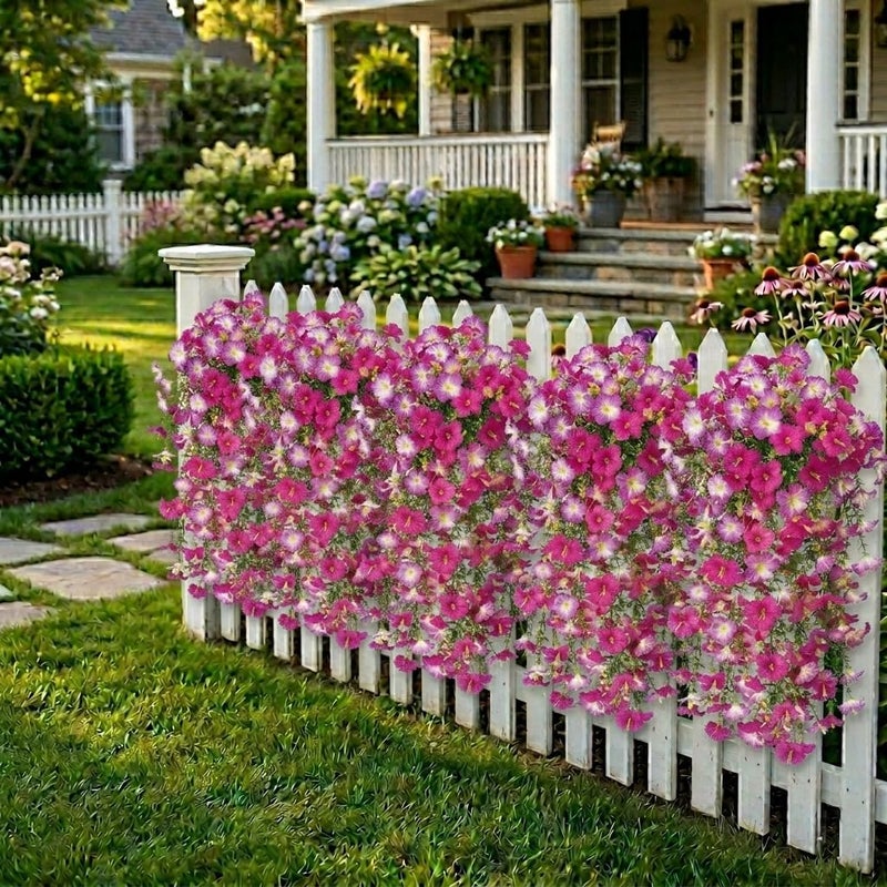 AirSun Artificial Morning Glory Flower Vines, 2pcs Hanging Plants Silk Garland Fake Green Plant Home Garden Wall Fence Indoor Outdoor Wedding Birthday Decor - Image 4