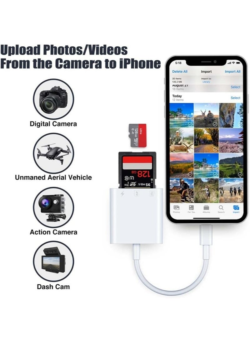 اي اي ان ايه قارئ بطاقة الذاكرة الرقمية المؤمنة 3 في 1 مناسبة ل iPhone 16 15 سلسلة قارئ بطاقة الذاكرة محول 170Mbps سرعة نقل دعم التنمية المستدامة مايكرو التنمية المستدامة متوافقة S24 S23 غالاكسي SLR كاميرا دي جي بدون طيار كاميرا الحركة ماك بوك برو - Image 2