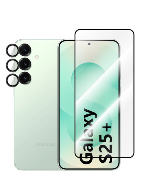 واقي شاشة وكاميرا 2 في 1 لهاتف Samsung Galaxy S25 Plus - شفافية عالية وتغطية كاملة للحماية من الخدوش والصدمات