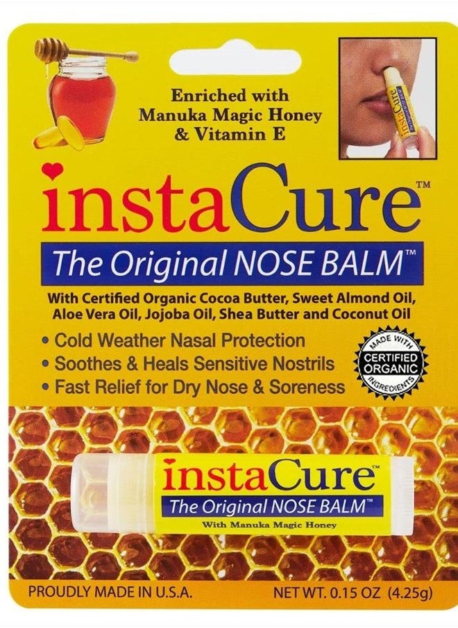 Insta Cure - Fast Relief for Cracked, Dry and Sore Noses! InstaCure's Original Nose Balm with Raw Manuka Honey, Plus Coconut Oil, Shea Butter and Other Certified Organic Ingredients. Great Topical for Dogs' Noses! - Image 1
