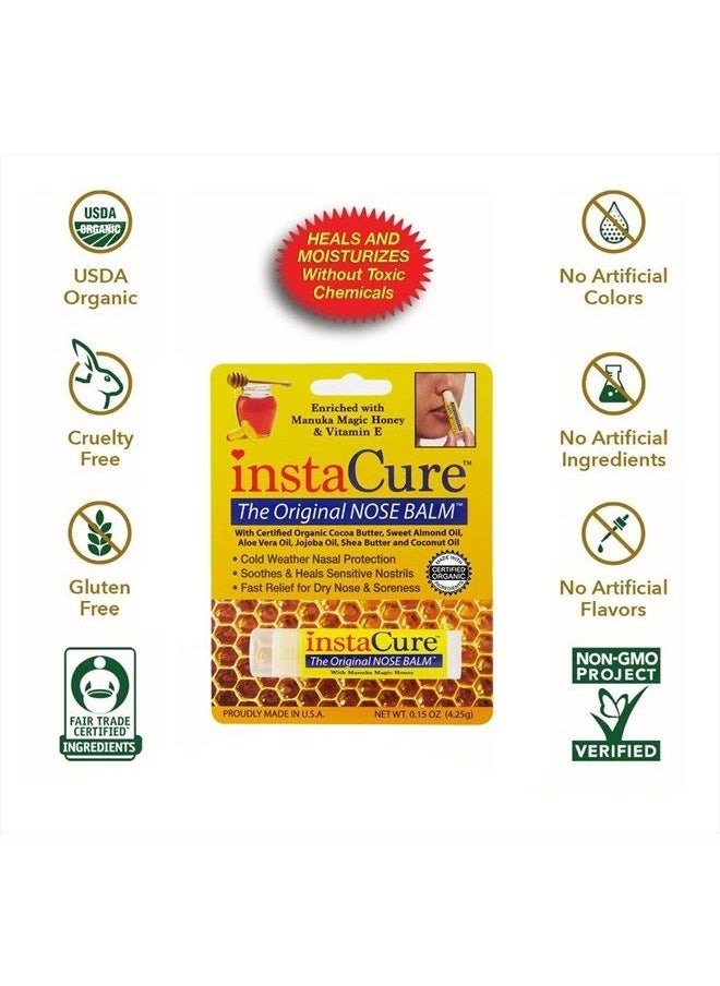 Insta Cure - Fast Relief for Cracked, Dry and Sore Noses! InstaCure's Original Nose Balm with Raw Manuka Honey, Plus Coconut Oil, Shea Butter and Other Certified Organic Ingredients. Great Topical for Dogs' Noses! - Image 1