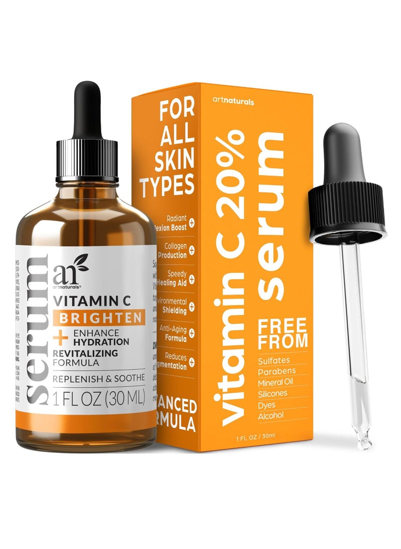 artnaturals artnaturals Anti-Aging Vitamin C Serum - (1 Fl Oz / 30ml) - with Hyaluronic Acid and Vit E - Wrinkle Repairs Dark Circles, Fades Age Spots and Sun Damage - Enhanced 20% Vitamin C  - Image 2