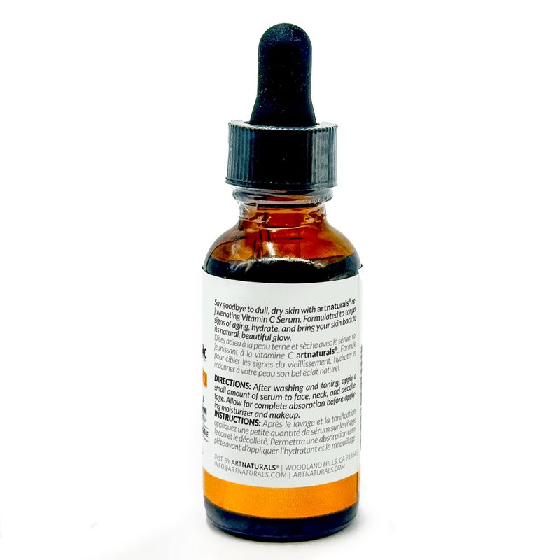 artnaturals سيروم فيتامين سي المضاد للشيخوخة من آرت ناتشورالز - (1 أونصة سائلة / 30 مل) - مع حمض الهيالورونيك وفيتامين E - إصلاح التجاعيد، دوائر داكنة، وتلاشي بقع العمر وأضرار الشمس - معزز بفيتامين سي بنسبة 20%  - Image 3