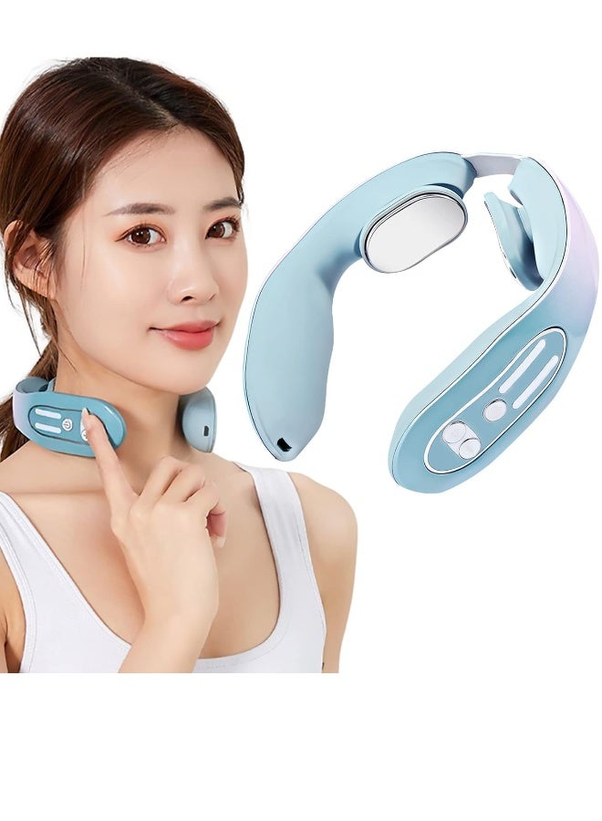 EMS Neck Massager 12 Modes Neck Acupoints Lymphvity Massager Device with Heat for Pain Relief Portable Intelligent Neck Massager for Home Office Car Use Gift for Mother Father Women Men - Image 1