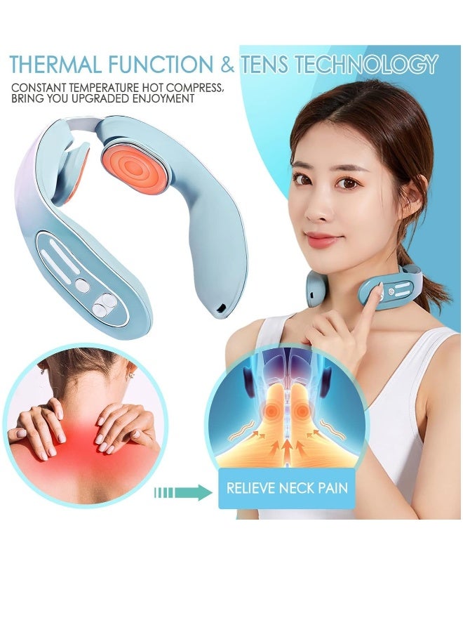 EMS Neck Massager 12 Modes Neck Acupoints Lymphvity Massager Device with Heat for Pain Relief Portable Intelligent Neck Massager for Home Office Car Use Gift for Mother Father Women Men - Image 3