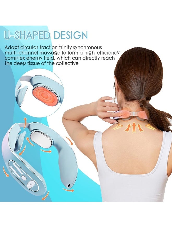 EMS Neck Massager 12 Modes Neck Acupoints Lymphvity Massager Device with Heat for Pain Relief Portable Intelligent Neck Massager for Home Office Car Use Gift for Mother Father Women Men - Image 4